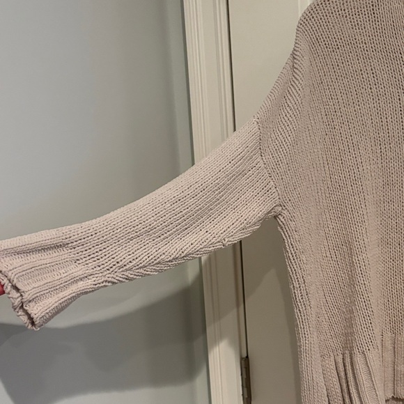 Aerie Taupe V-Neck Hooded Sweater - Picture 2 of 6